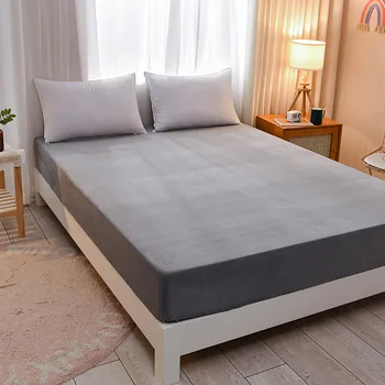 

Dustproof Protect Solid And Durable Polyester Fibre Fixed Bedspread Mattress Cover Fitted Bedding Sheet Singleton Antislip