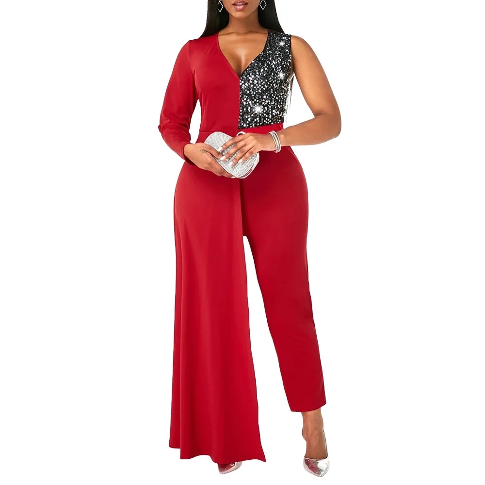 Plus Size Red Jumpsuits Evening Plus Size Red Sequin Jumpsuit