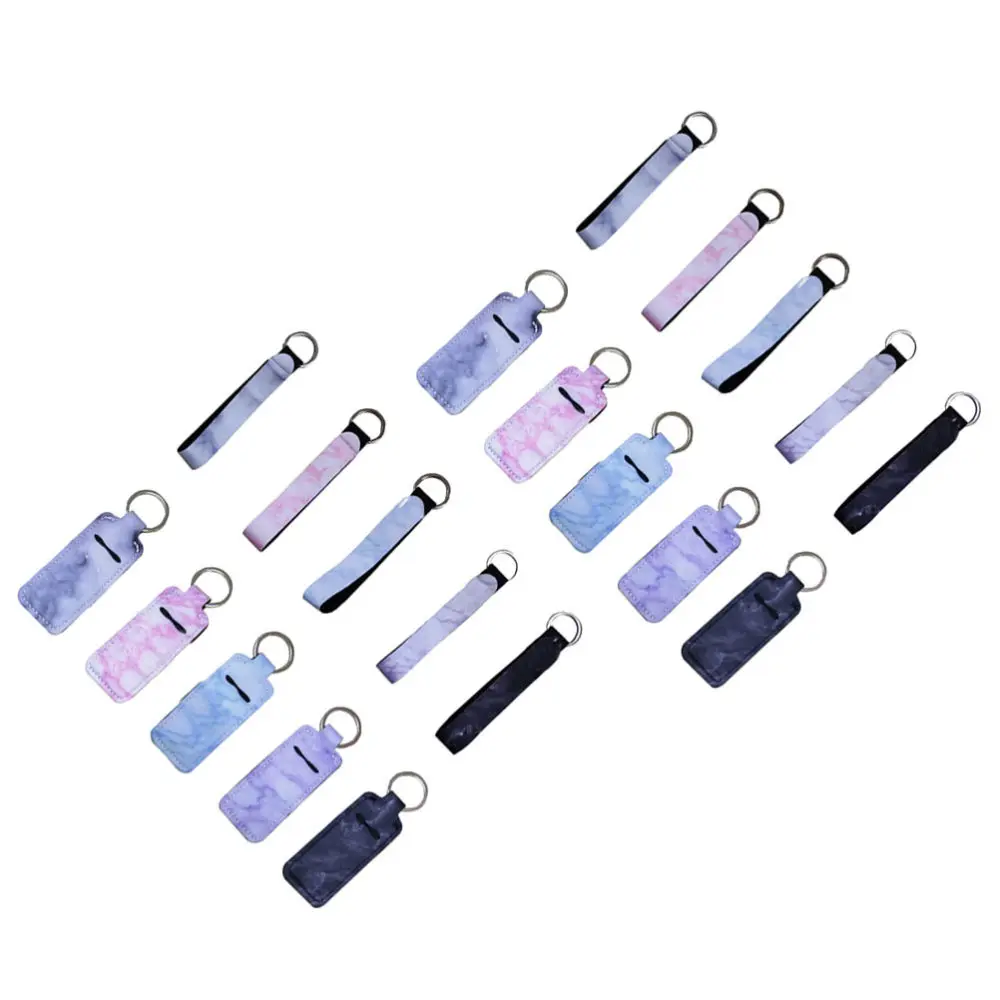 

20 Pcs Chapstick Pouch Keychain Lipstick Holder Marble Printed Lipstick Cover