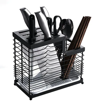 

Household Knife Holder Kitchen Shelf Tool Storage Rack Drain Tray Kitchen Appliances Chopsticks Box Wallmount