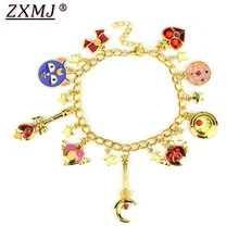 ZXMJ мультфильм аниме Сейлор Мун золотой браслет Косплей Шарм Аниме Сакура цветок браслеты Ювелирные изделия Подарки для женщин девочек Малыш