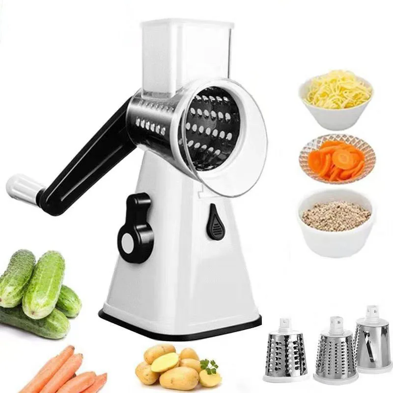 Handheld Rotary Slicers For Vegetables Cheese Grater Shredder Veggie Slicer  Chopper 3 Stainless Steel Round Graters Bpa Free - Fruit & Vegetable Tools  - AliExpress