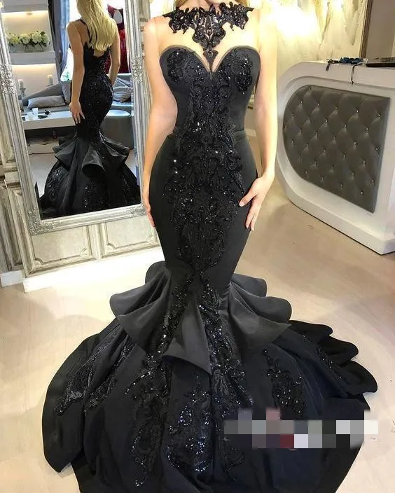 black mermaid wedding dress