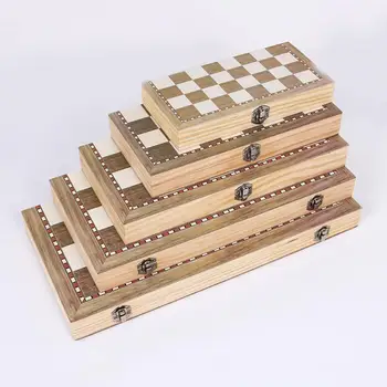 

3 in 1 Foldable Wooden Chess Board Set Travel Games Chess Backgammon Checkers Toy Chessmen Entertainment Game Board Toys Gift