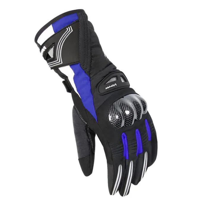 VEMAR зимние Мотоциклетные Перчатки флисовые сохраняющие тепло дышащие Guantes Moto Luvas мотоциклетные Нескользящие водонепроницаемые перчатки для мотокросса - Цвет: WP 04  Blue
