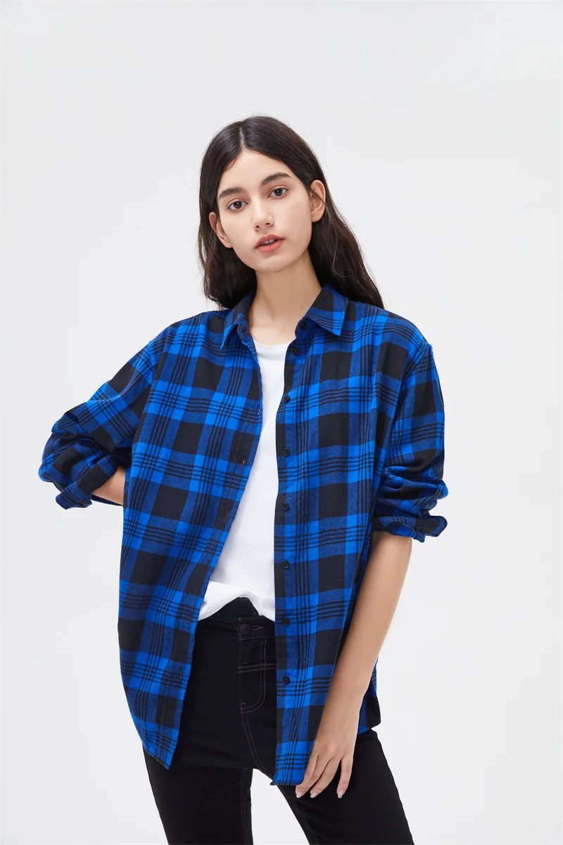 2021 Spring Autumn Tops Women Plaid Shirts  Loose Oversize Blouses Casual Flannel Female Top Long Sleeve Men shirts Blusas sheepskin leather gloves women s knitted 70% wool flannel lining warm in autumn and winter high end touch screen leather gloves