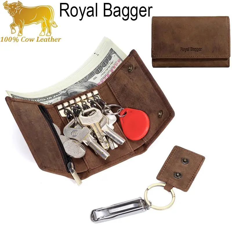 Royal Bagger, коровья кожа, брелок из воловьей кожи, сумка, многофункциональная, 30%, кошелек для монет, верхний слой, автомобильные держатели для мужчин, сумка, крутая Мода
