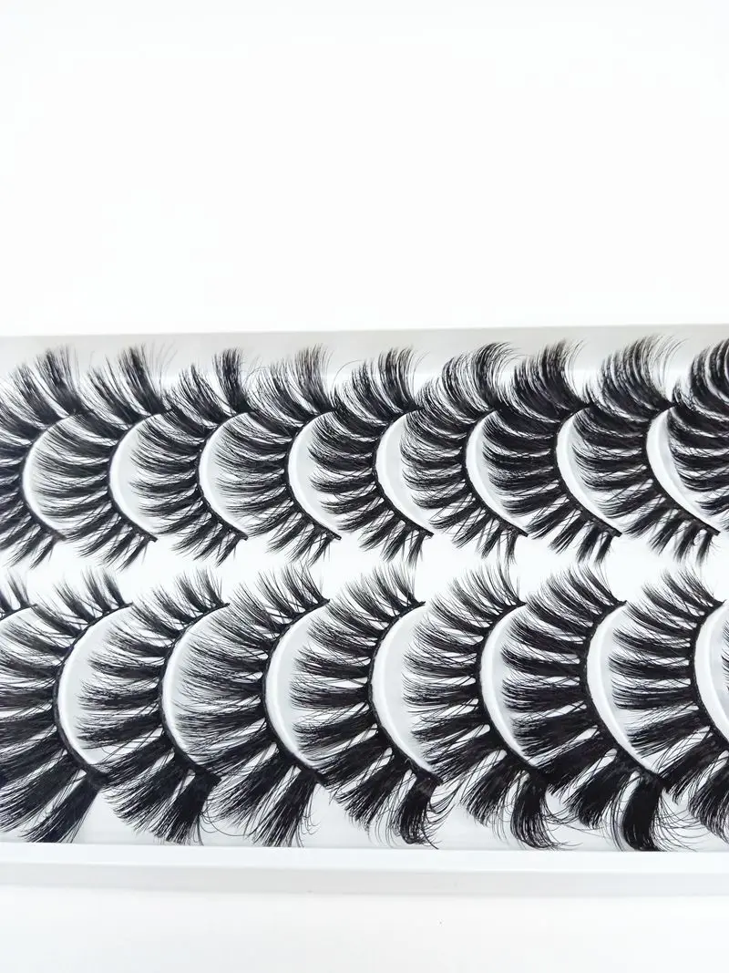 10 пар/компл. макияж Natural3DVolume норки искусственные завитые ресницы крест длинный толстый ресницы серо-коричневого цвета Мягкая ручной наращивание ресниц