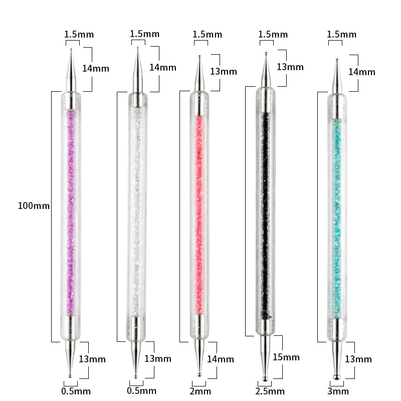 5 шт./компл. двухконфорочная вафельница для цветной рисунок точка сверления ручка прозрачный лак для ногтей акриловая ручка для рисования в горошек DIY инструменты для ногтей