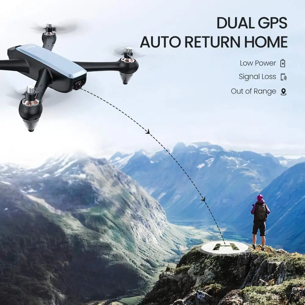 Potensic D60 gps Дрон с 4K широкоугольным HD FPV двойной камерой бесщеточный мотор RC Дрон Квадрокоптер