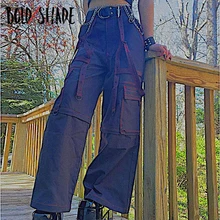 

Bold Shade Grunge Punk Style Denim Jeans High Waist Thread Black Baggy Women Jeans Streetwear Retro Fashion y2k Trousers Winter