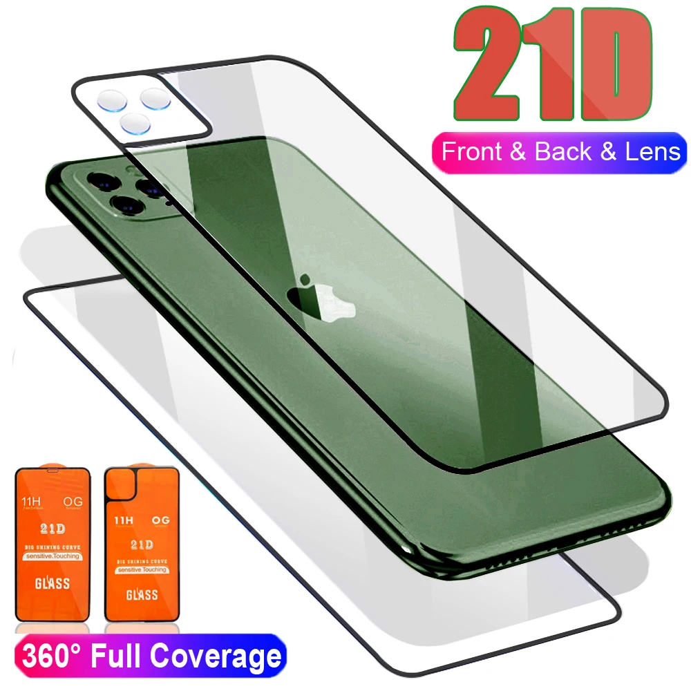 

21D Curved Front+Rear Back+Lens Camera Film For iPhone 11 Pro Max 11 Temper Glass Full Body Screen Film Protector for iPhone 11