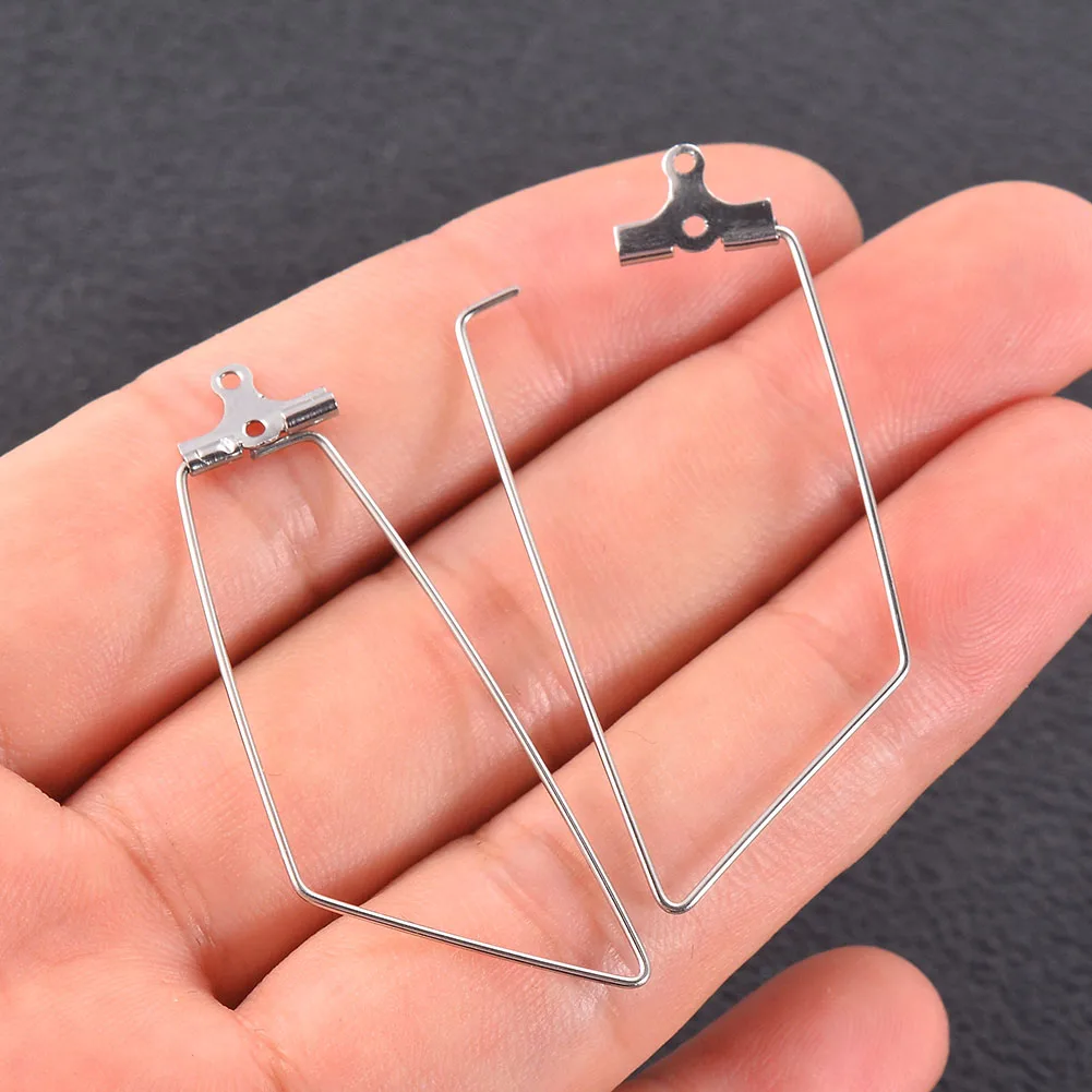 10 Stück Silber Edelstahl Ohrringe Anhänger DIY Zubehör Geometrisch geformte Schmuckherstellung handgefertigte Erkenntnisse 7 Stil – Detail 4