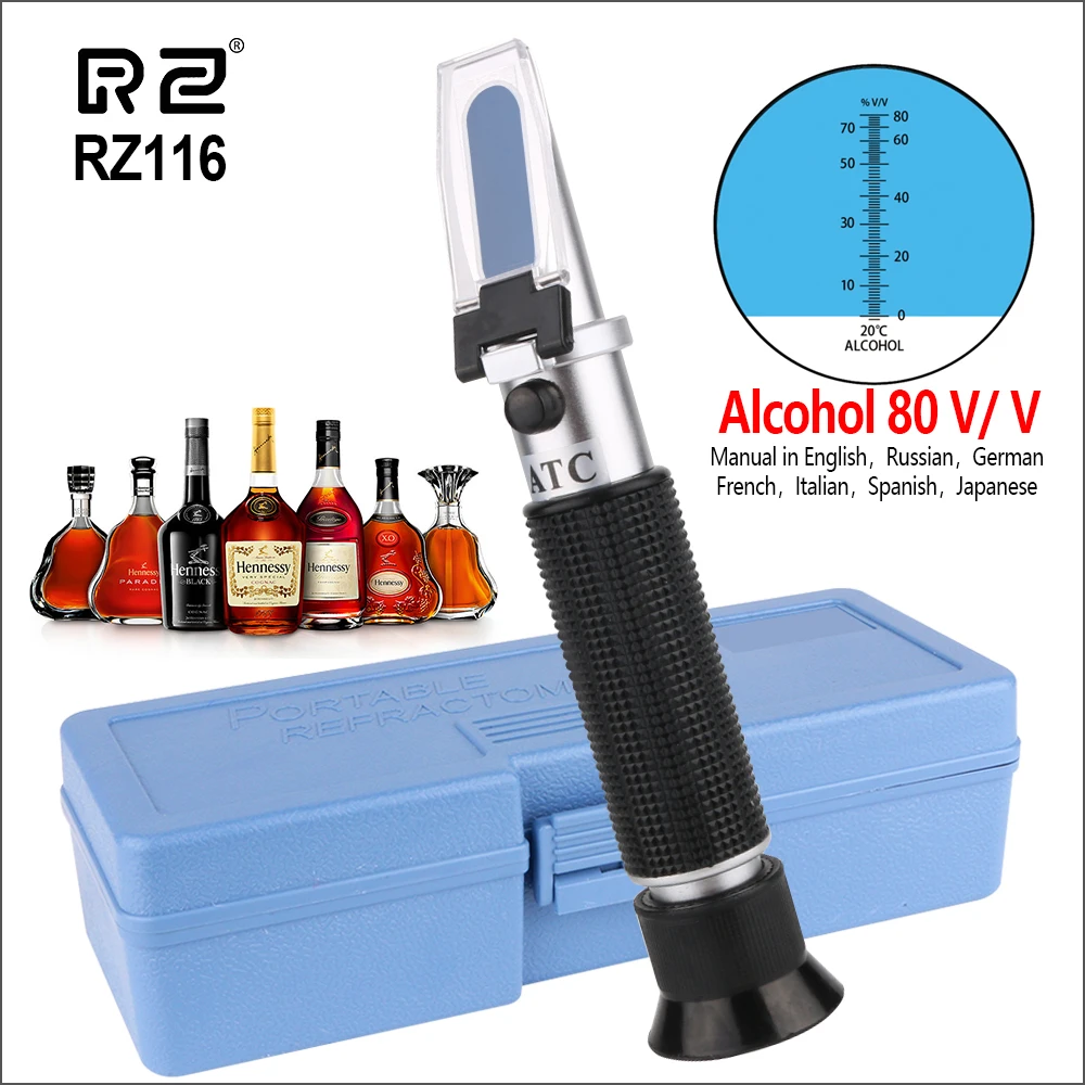 

RZ Refractometer Alcohol Meter Portable Auto Digital Refractometer 0-80 Glycol Handheld Atc Brix Refractometer