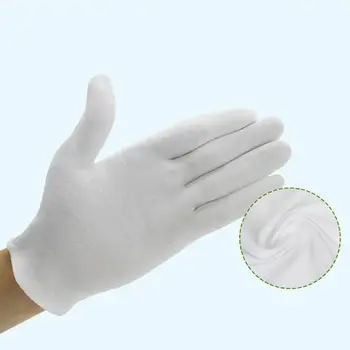 

2019 Fashion Trend 6 Pair White Full Cotton Gloves Women Men Unisex Work Accessories Inspection Jewelry Gloves Multi Function