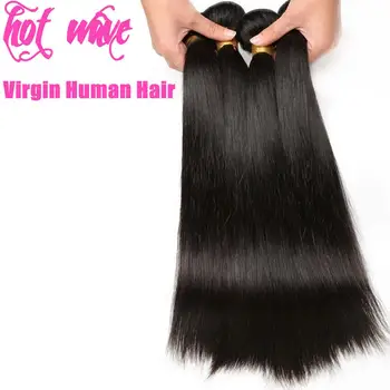 

Hot Wave Cuticle Aligned Raw Virgin Brazilian Human Hair Weaving Bundles Extension for Women Natural Black Silky Straight Weft