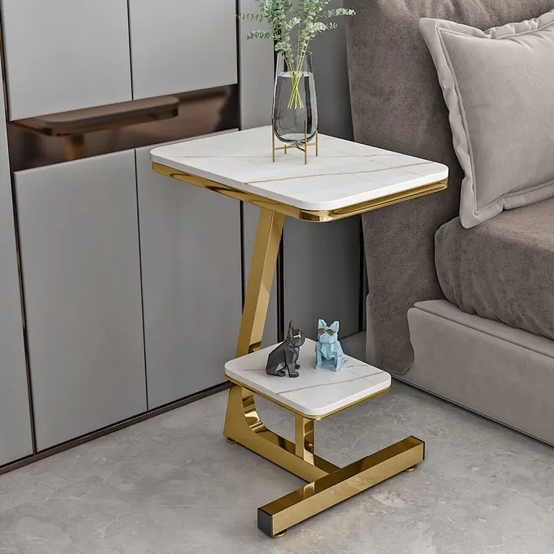

Rectangle Side Table Nordic Luxury Marble Coffee Table Wrought Iron Bedroom Home Living Room Sofa Creative Double Side Table