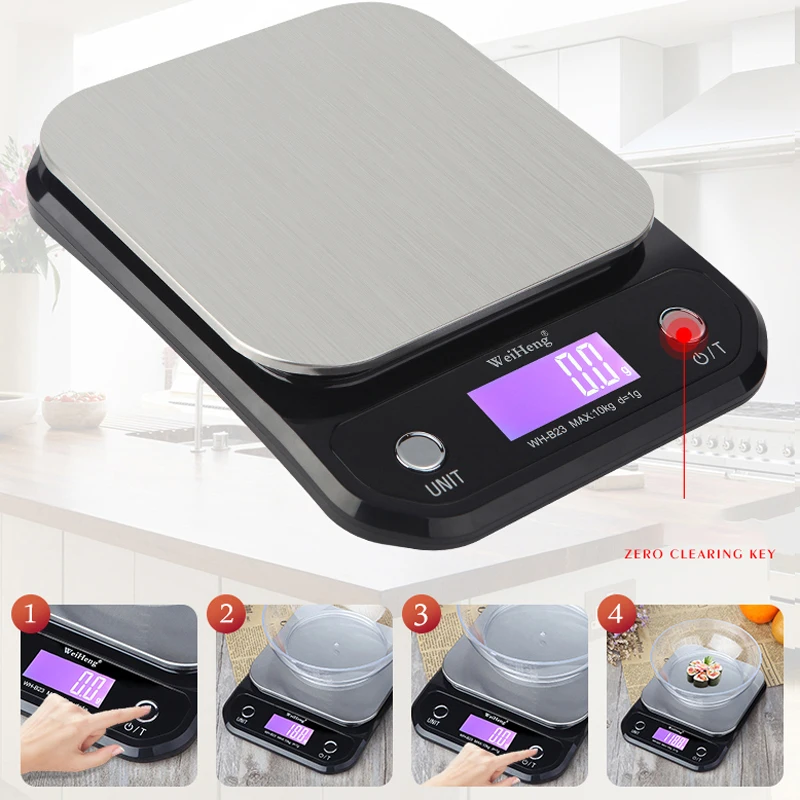 3/5/10kg 0.1/1g Digital Jewelry Scale Stainless Steel Weighting Kitchen Scale Baking Precision Electronic Weight Kitchen Scale