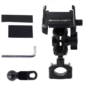 

Waterproof Metal Motorcycle Smart Phone Mount with QC 3.0 USB Quick Charger Motorbike Mirror Handlebar Stand Holder