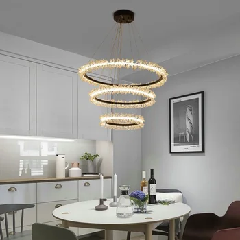 

Postmodern luxury round crystal living room bedroom study double chandelier Commercial premises chandelier