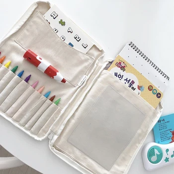 

Multi-Functional Baby Drawing Crayon Case Children's Canvas Brush Storage Bag Large Capacity Learning Education