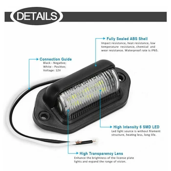 

Car License Plate Light Boat 12V Lamp With Screws Super bright Accessories