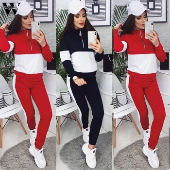 

Womail Tracksuit Women Autumn two piece set Sweatshirt Pant Long Sleeve new Female Sweatshirt Set Block female outfit ropa mujer