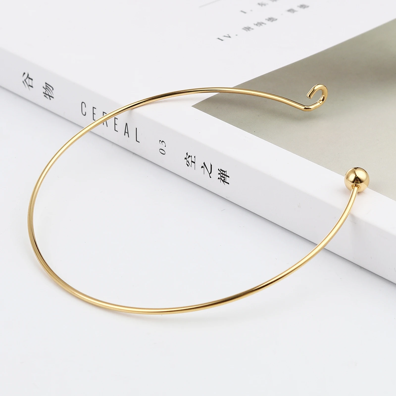 Simple Bracelet Stainless Steel Bangles Bracelets Circle Ring Gold Color Adjustable 21cm(8 2/8") long 1 Piece bangle bracelet stainless steel bracelet