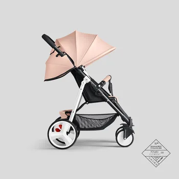 

Baby Stroller One-click Folding Baby Can Sit and Lie Down Shock Proof Four Wheel Pusher Baby Bassinet Folding Stroller