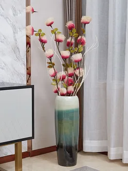 

EUROPEAN FLOOR LARGE CERAMIC VASE ORNAMENTS HOME LIVINGROOM FAKE FLOWER ARRANGEMENT FIGURNIES DECORATION HOTEL FURNISHING CRAFTS
