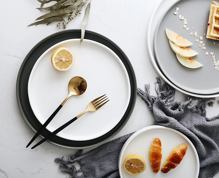 Ceramic Dinner Plates Creative Brief Nordic Style Ceramic Dinner Plate Round Western Plate Fruit Cake Dessert Dish