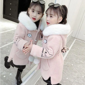 

Fashion New Autumn Winter Baby Girls Jackets Long Outwear Wool Turn-down Collar Coats For 4-13 Year Newborn Baby Girls Clothes