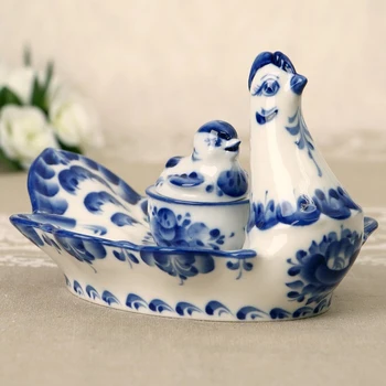 

Egg plate "Mother hen" gzhel