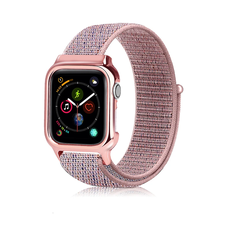 Спортивный чехол на липучке для Apple Watch band 44 мм 40 мм петля iwatch series 5 4 3 2 1 42 мм 38 мм браслет наручные Аксессуары для часов - Цвет ремешка: PinkSand