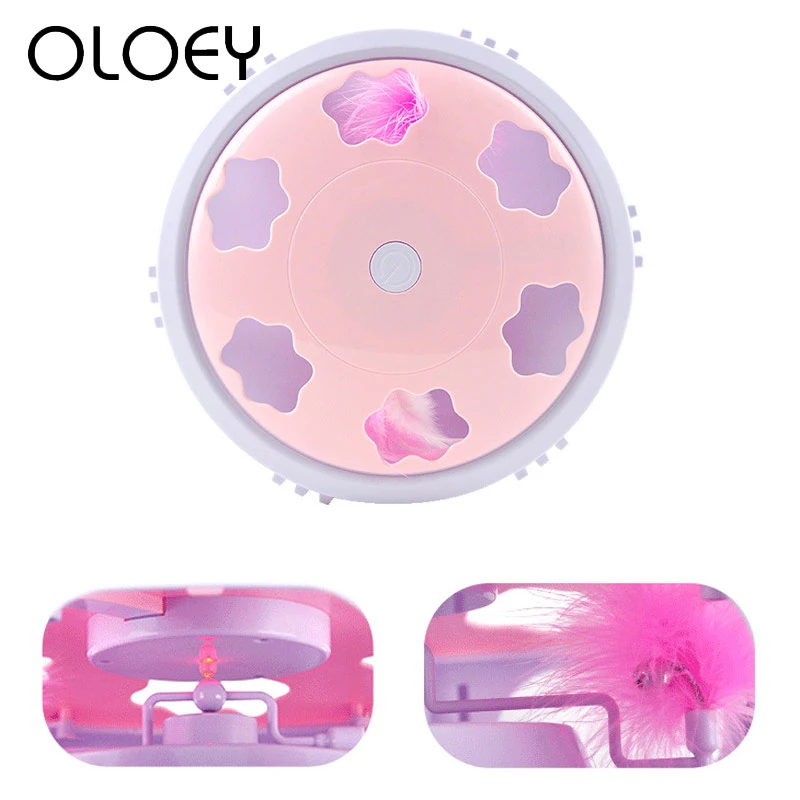 

Electric Cat Toy with Feather Turntable Moving Mouse Cat Scratching Device For Cat Sharpen Claw Training Playing Pet Product