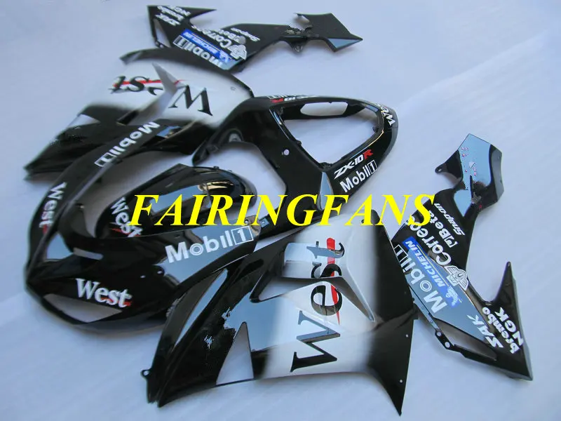 Injection mold Fairing Body kit for KAWASAKI Ninja ZX10R 06 07 ZX 10R 2006 2007 ABS White Black Fairings bodywork+gifts KP15
