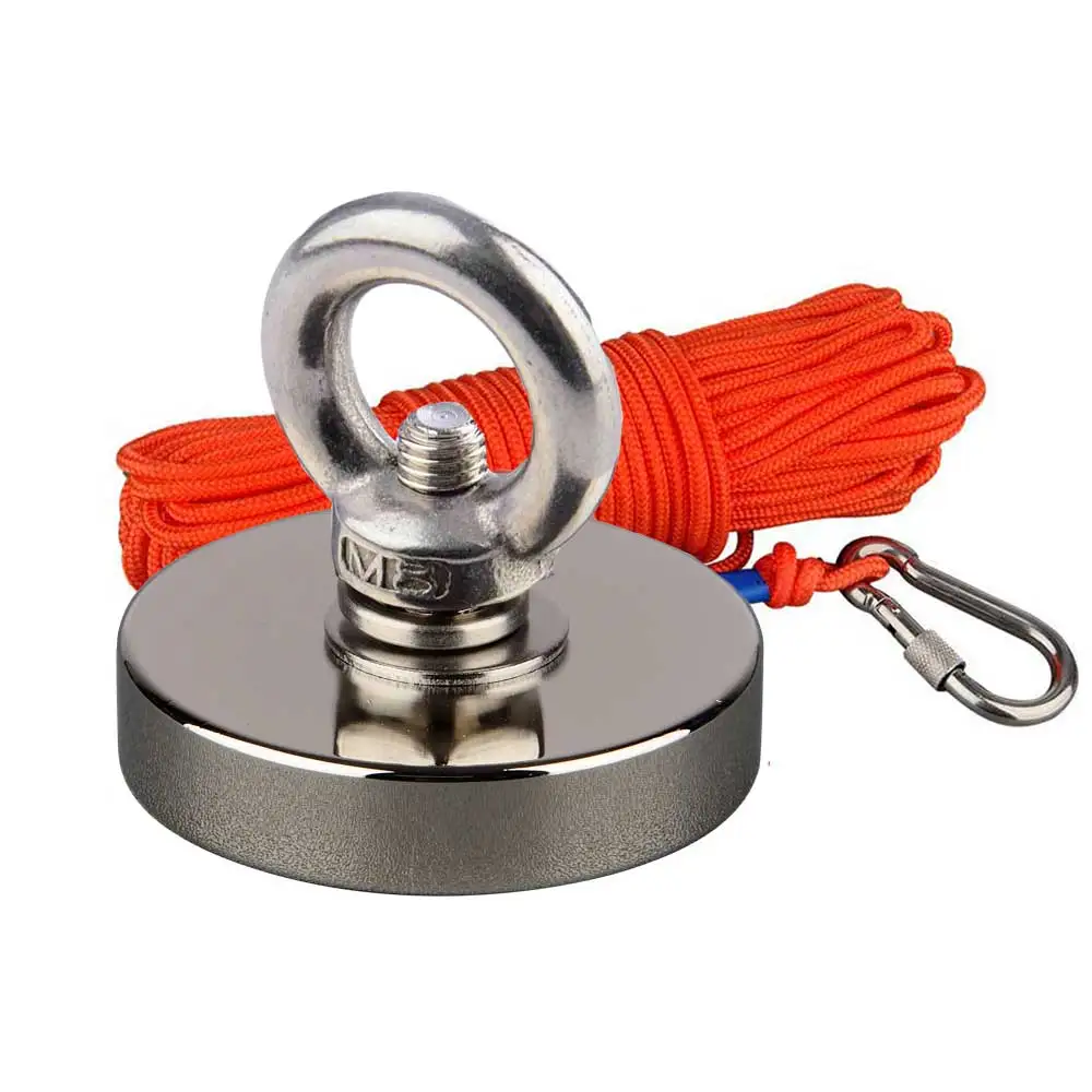 2022 Festival Gift Powerful Magnetic Neodymium N52 Searching Magnets Detect Magnet D48mm 90KG Vertical 10M Rope Starter Fishing