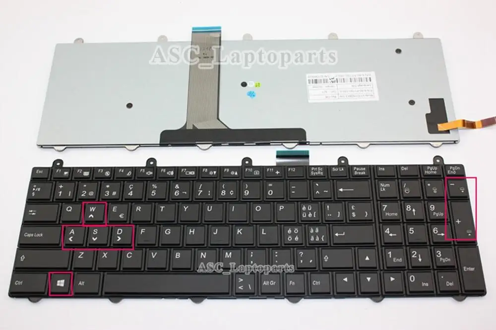 

New Swiss Schweizer SW Switzerland Tastatur Keyboard Backlit Keyboard For Clevo P150EM P150SM P170EM Win Key Bottom Left Black