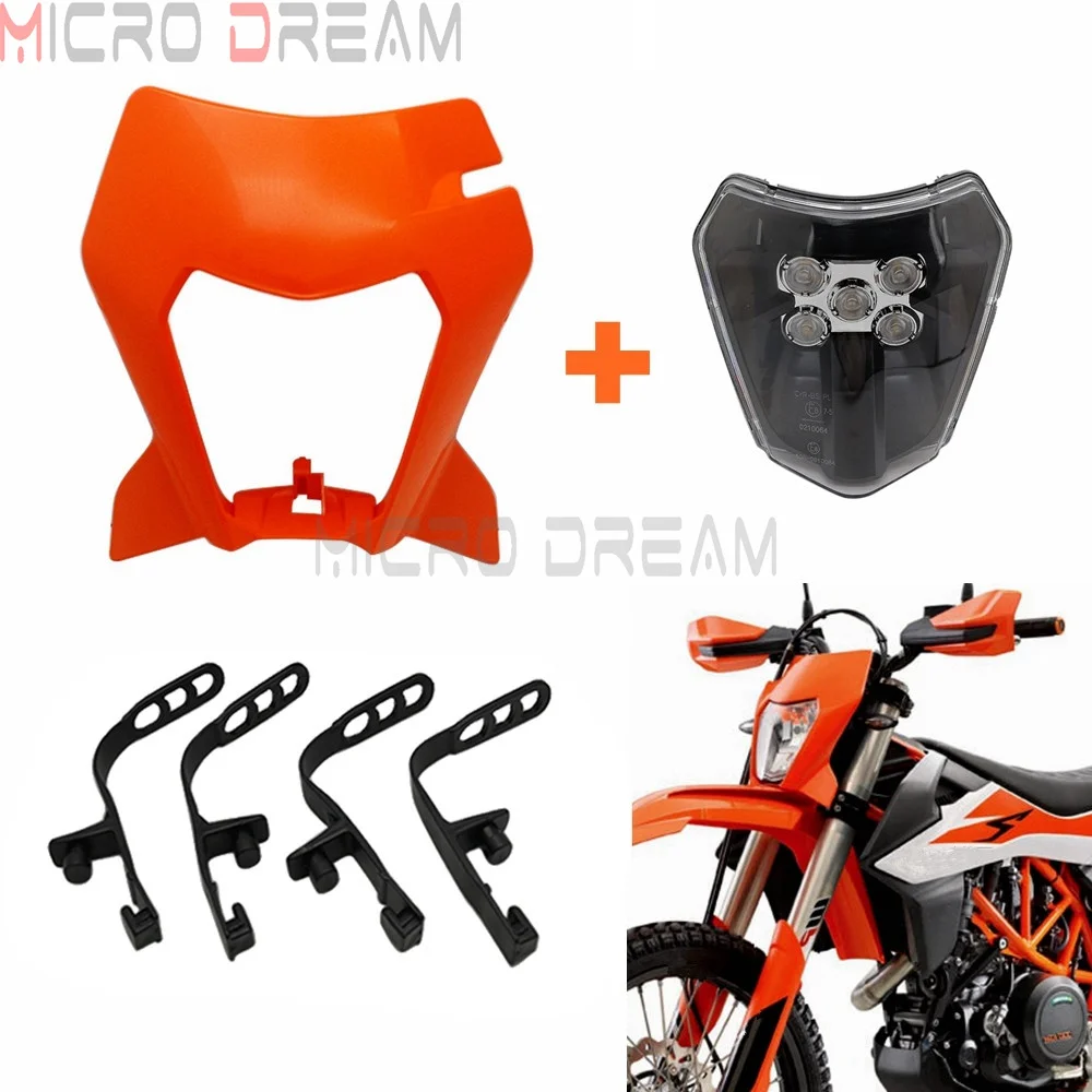 Orange Motocross Headlight Cover Replace Front Lamp Mask Running Light Shell for EXC XCF XCW TPI SMR SMRC SIX DAYS Dirt Bike