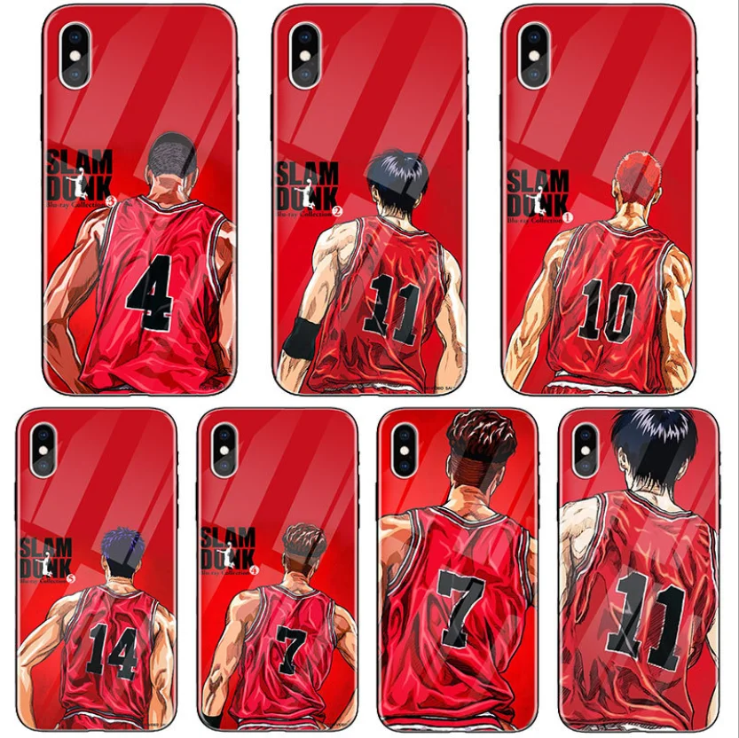 

Slam Dunk Tempered Glass iPhone Xs Max Cases SLAM Dunk Design Printing Shockproof Anti-Scratch Soft Silicone TPU Cover.