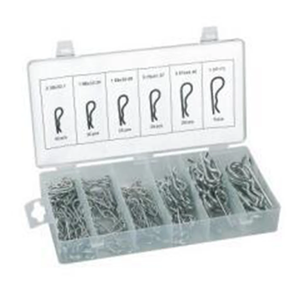 

150pcs With Case R Type Fasten Pins Set Plated Steel Home Hardware Multipurpose Assortment Clips Industrial Tractor Split Cotter