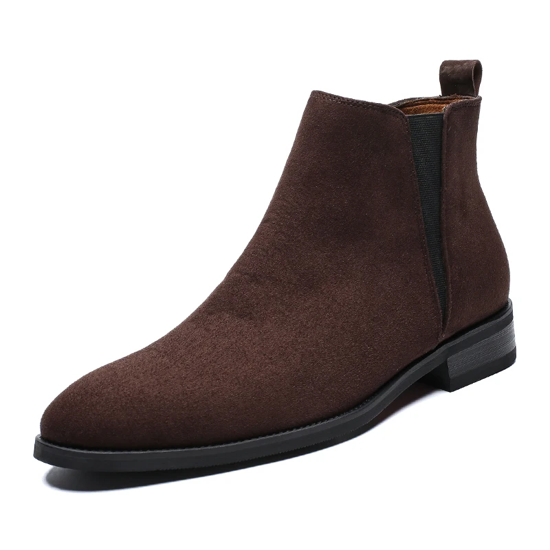 

British fashion men chelsea boots pointed toe cow suede leather shoes spring autumn cowboy boot ankle botas zapatos de hombre