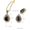 Kinel Black Stone Woman Jewelry Set Fashion Dubai Gold Drop Earrings Necklace Vintage Wedding Jewelry Wholesale ► Photo 2/6