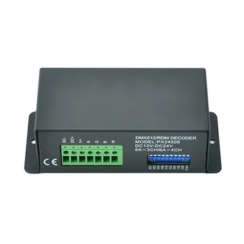 

PX24505; 6A*4ch/8A*3ch 288~576W 12-24VDC RJ45 & XLR-3 Constant Voltage DMX Decoder