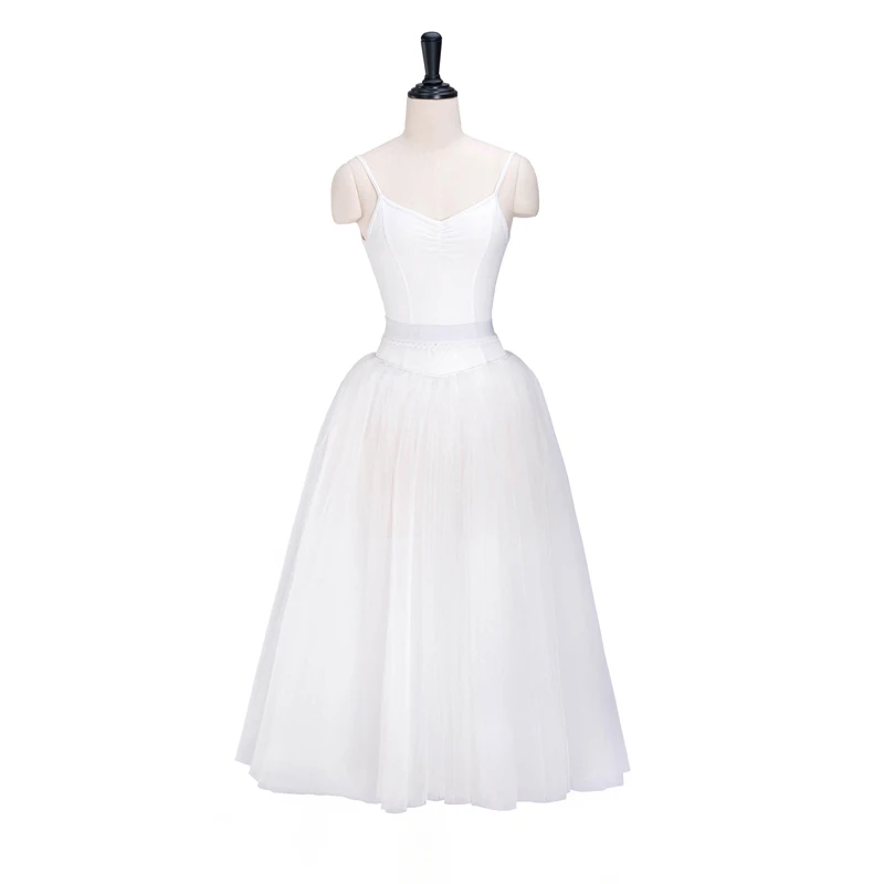 

White Ankle Length 4 layer Soft Tulle Professional Rehearsal Romantic Half Ballet Tutu Skirts BT700