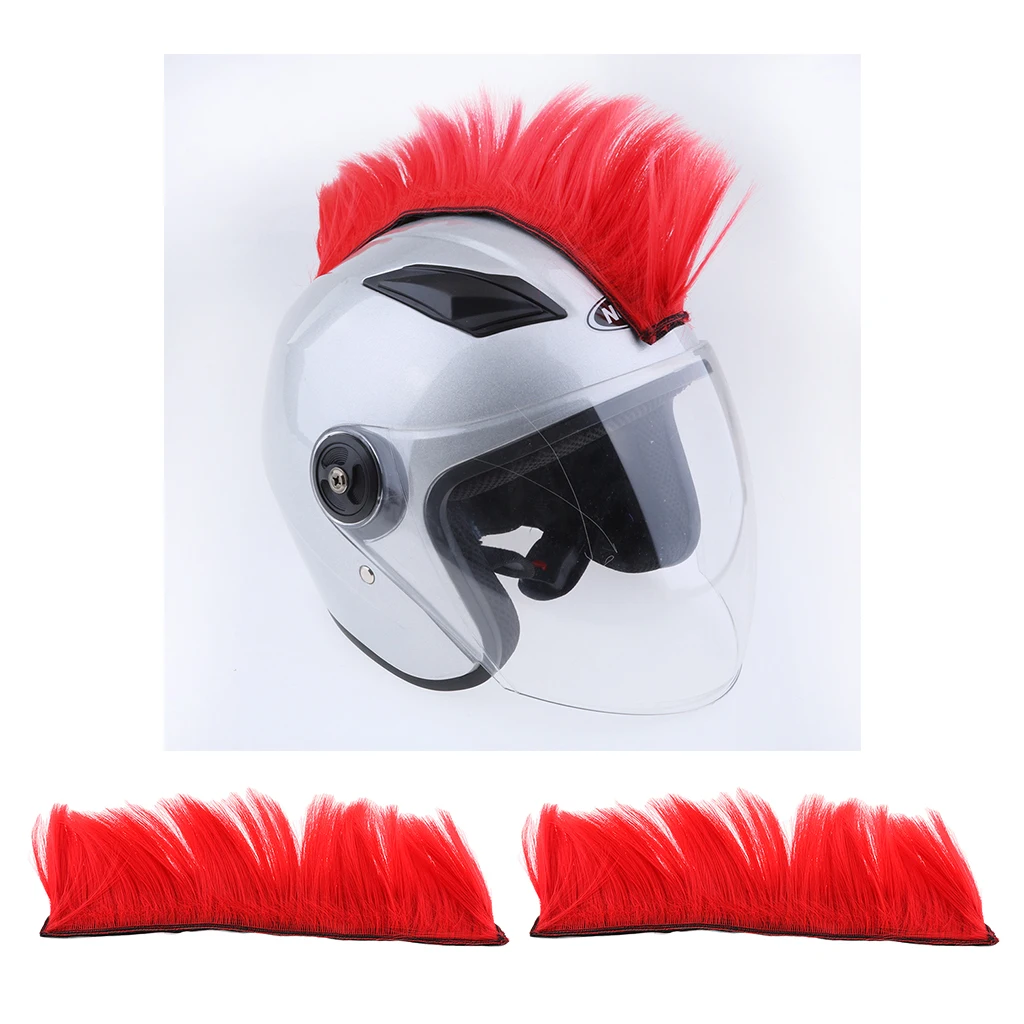 2x Motorcycle Skinhead Wig Punk Helmet Mohawk Wig Costumes Hairpiece Red