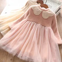 Осенне-зимние плюшевые платья для девочек и детские платья