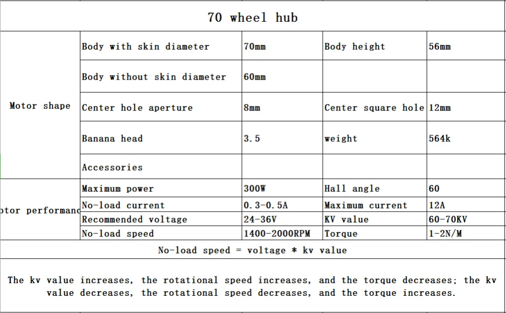 红色70电机参数