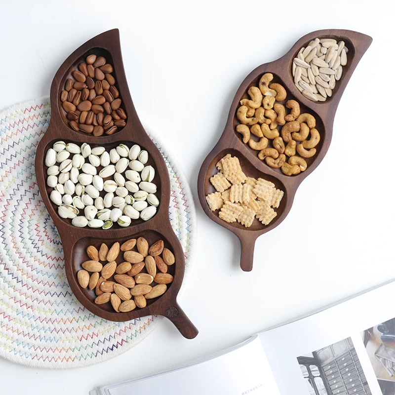 

Wooden Snacks Assortment Nuts Fruit Plate Candy Box Snack Box Living Room Solid Wood Snack Plate Fruit Plate