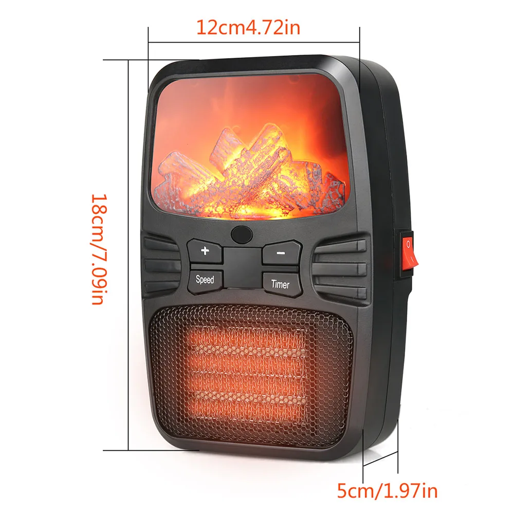 

1000W Wall Outlet Flame Mini Heater Portable Heater Home Desktop Display Warm Fan Space Heater